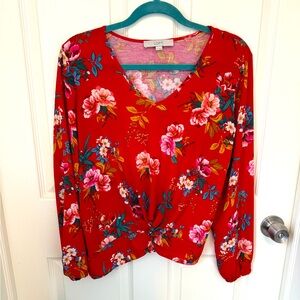 Red floral blouse from the Loft
